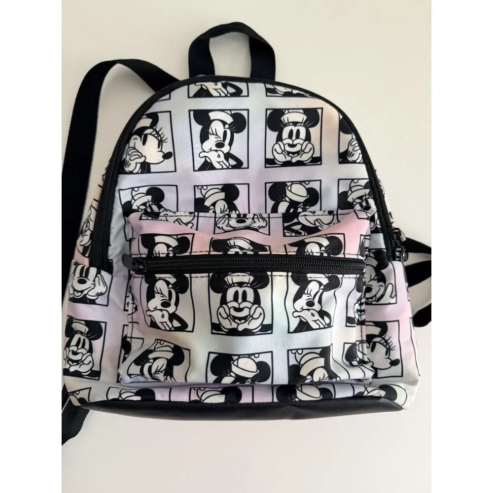 Disney Bioworld Minnie Mouse Mini Backpack Iridescent Pink Black White